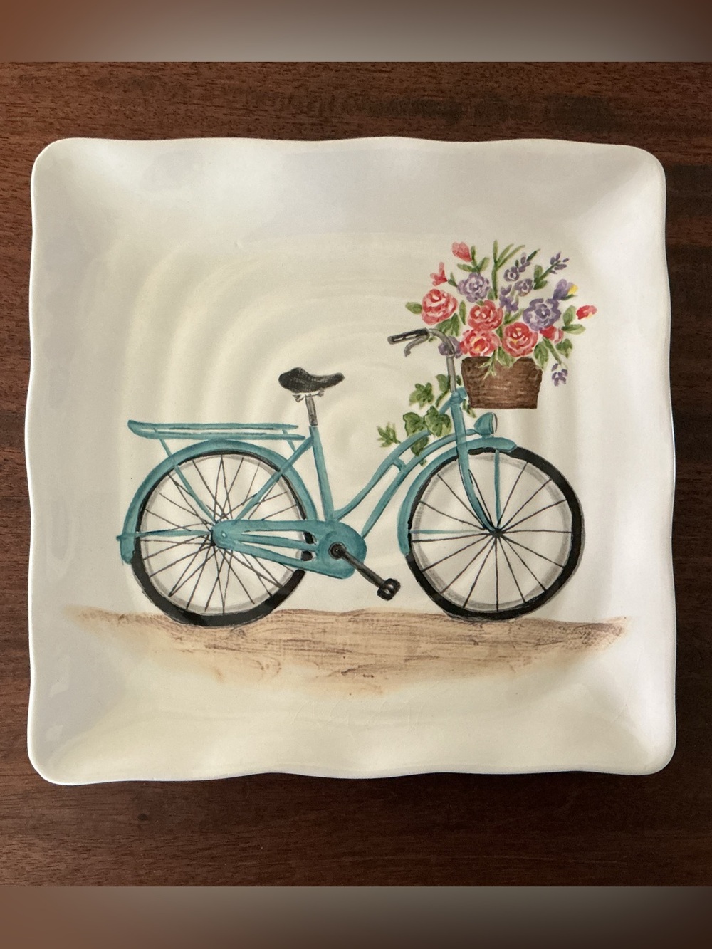 Maxcera Spring Collection Bicycle Bike with Flowers Basket Square Plate
